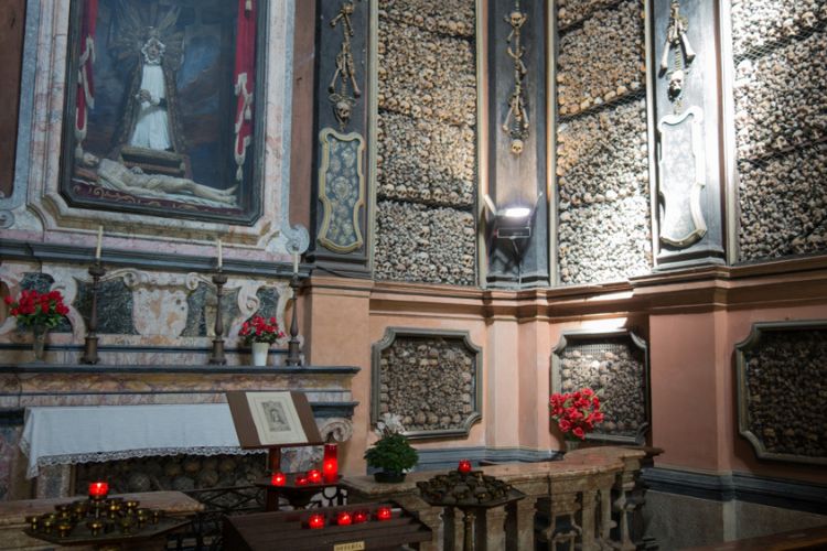 san bernardino alle ossa in milan is decorated with human bones
